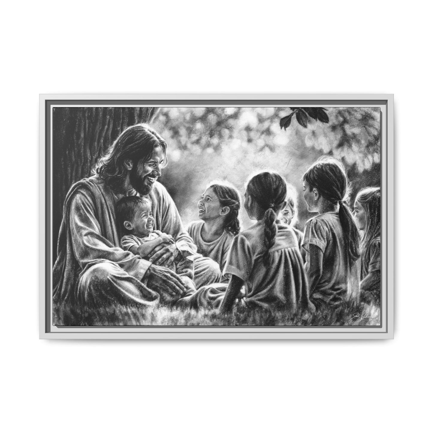 "Bless the Little Ones" Framed Canvas