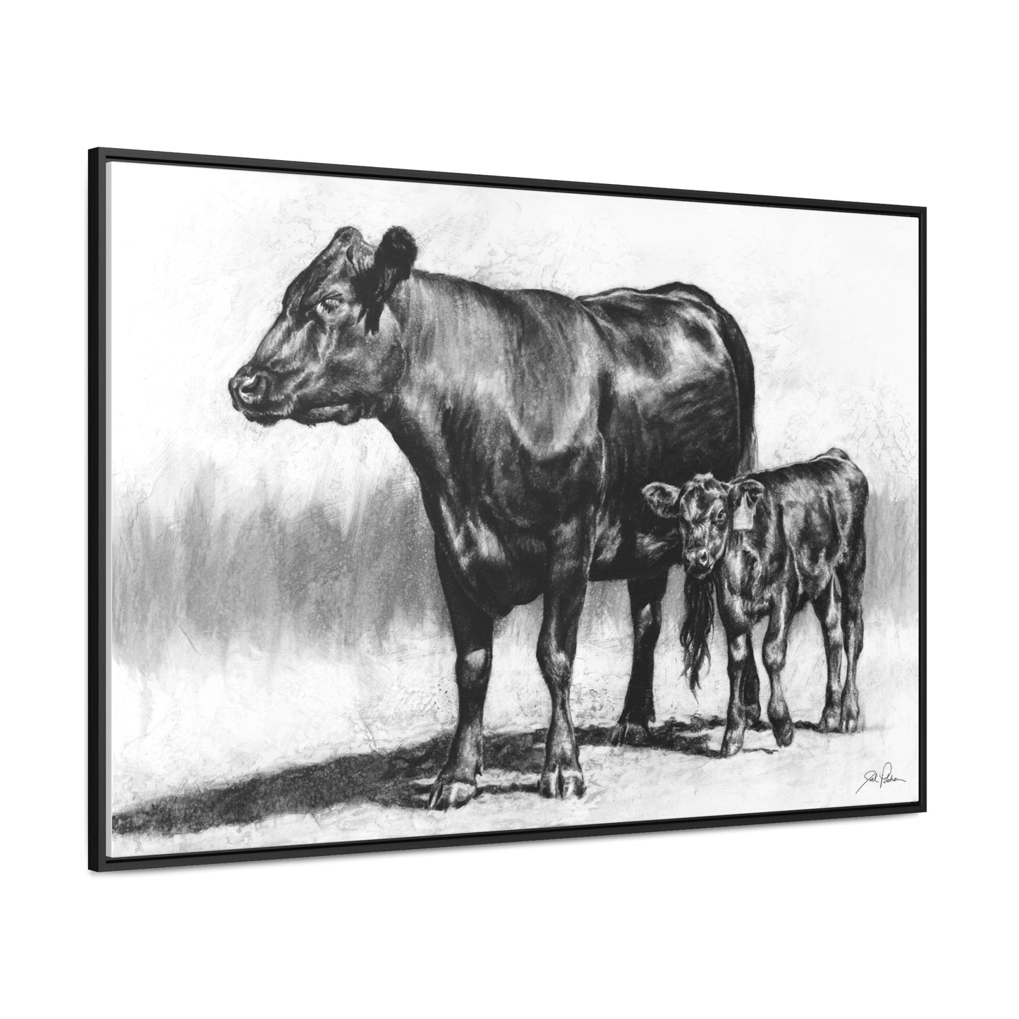 "Mama Cow & Calf" Gallery Wrapped/Framed Canvas