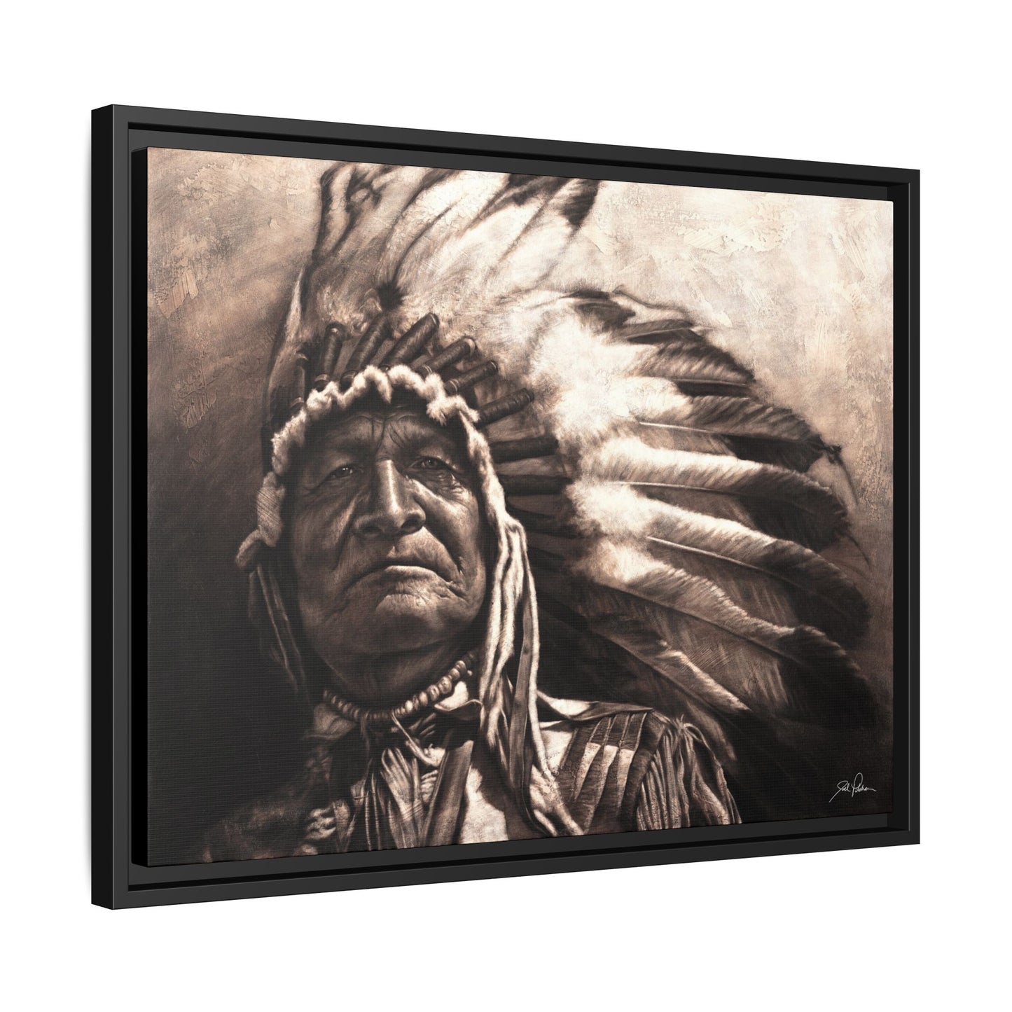 "Sitting Bear" Framed Canvas