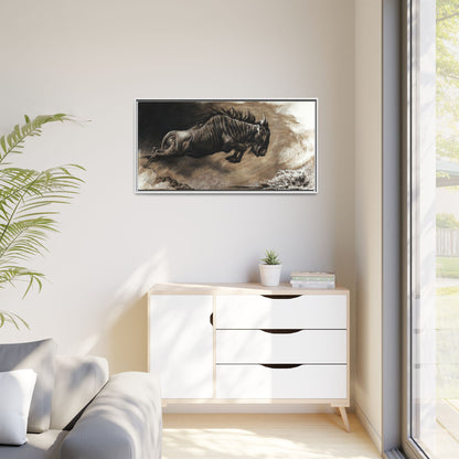 "Wildebeest" Framed Canvas