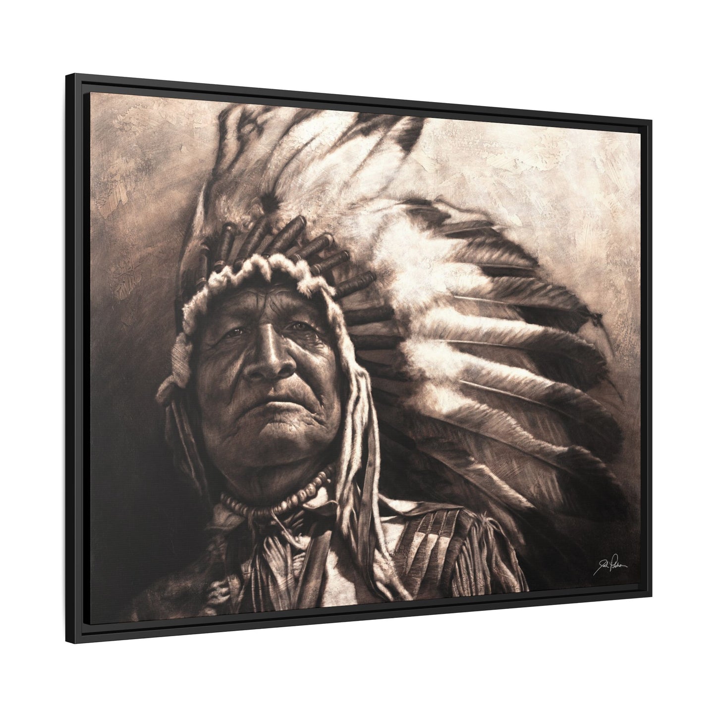 "Sitting Bear" Framed Canvas