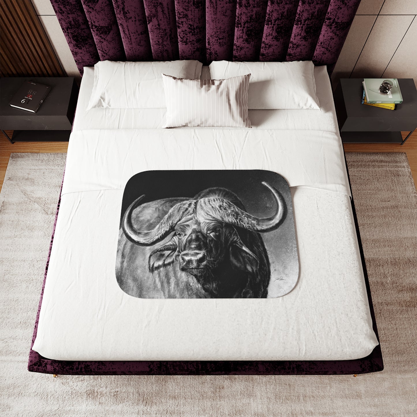 "Cape Buffalo" Sherpa Blanket.