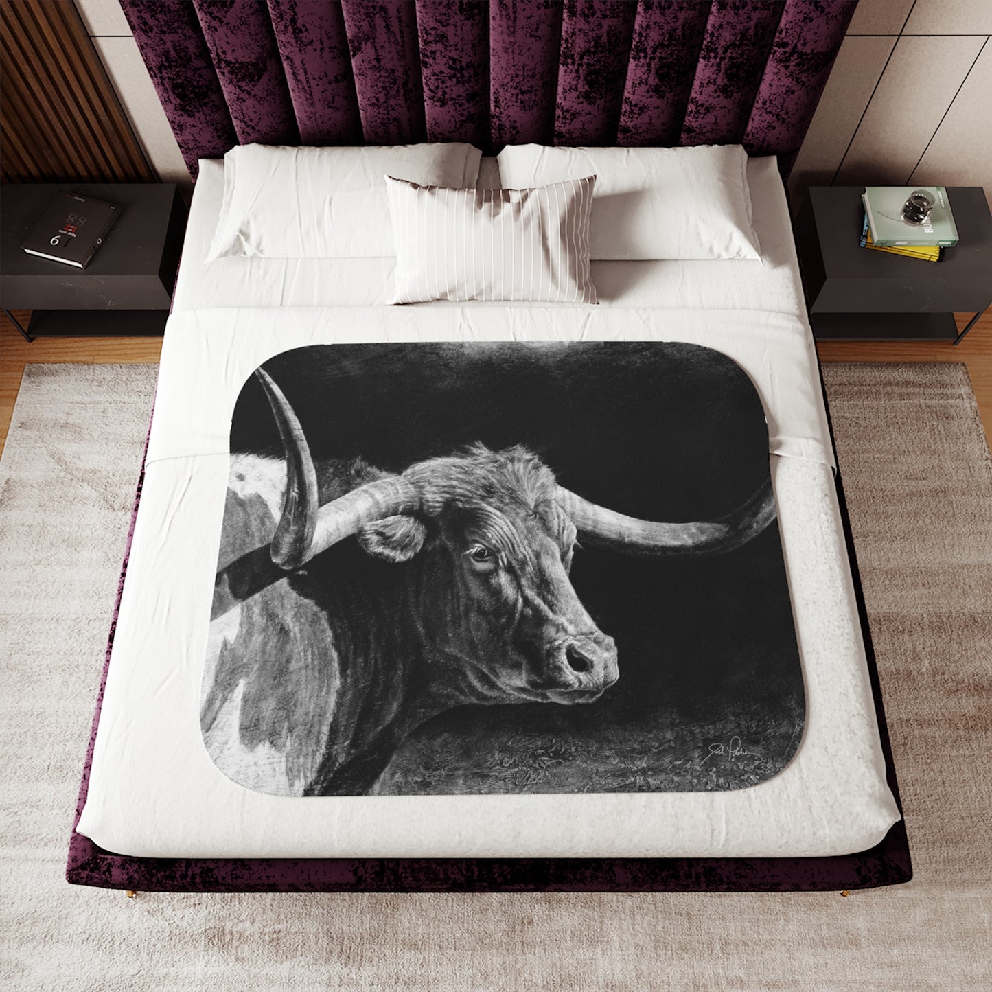 "Longhorn II" Sherpa Blanket.