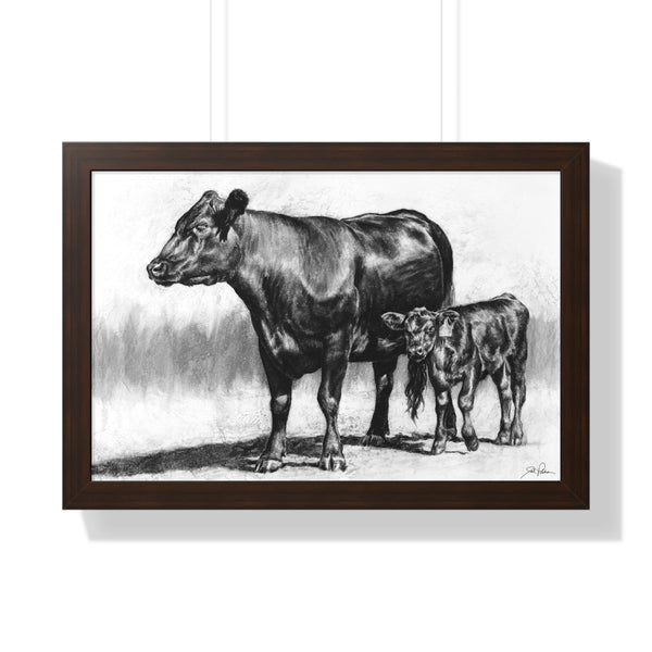 "Mama Cow & Calf" Framed Paper Print