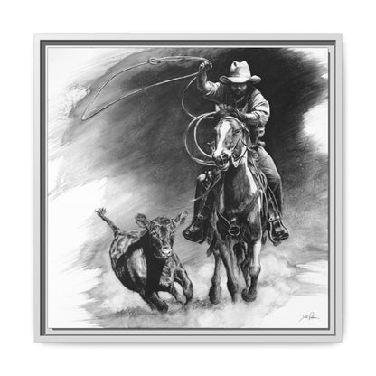 "Calf Roping" Framed Canvas