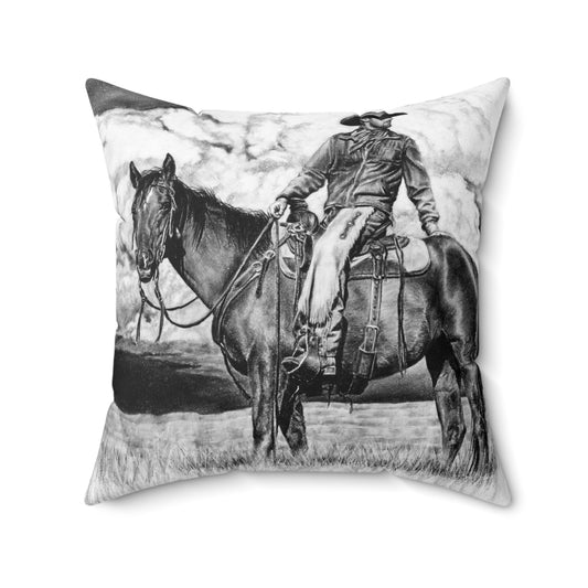 "Looking Back on the Path" Square Pillow.