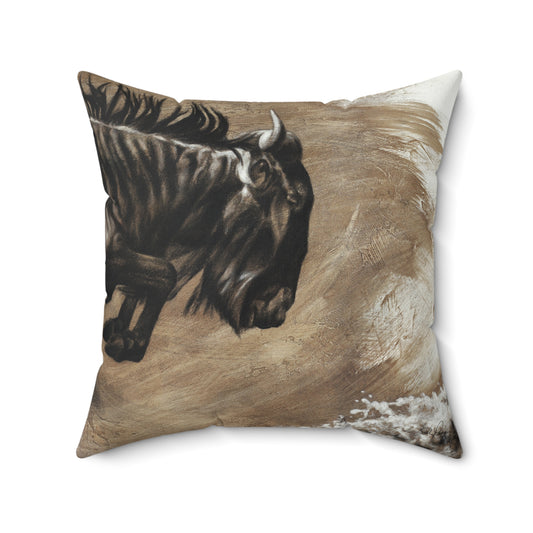 "Wildebeest" Square Pillow.