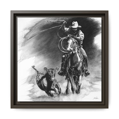 "Calf Roping" Framed Canvas