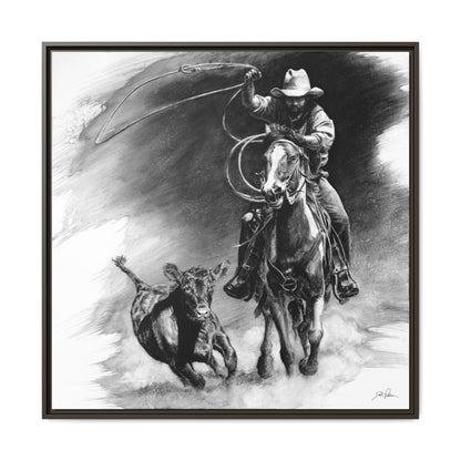 "Calf Roping" Framed Canvas