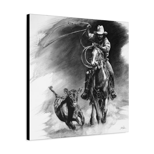 "Calf Roping" Stretched Canvas