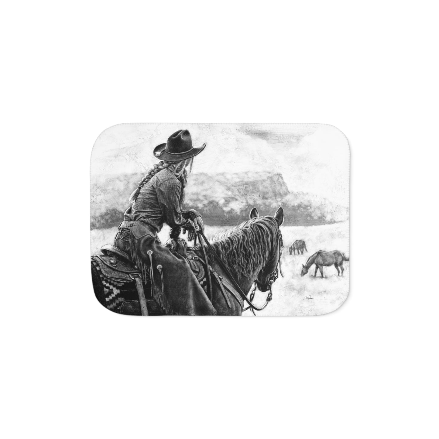 "Bridles and Braids" Sherpa Blanket.