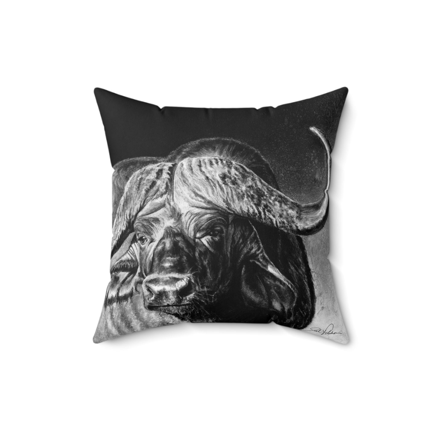 "Cape Buffalo" Square Pillow.