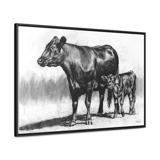 "Mama Cow & Calf" Gallery Wrapped/Framed Canvas