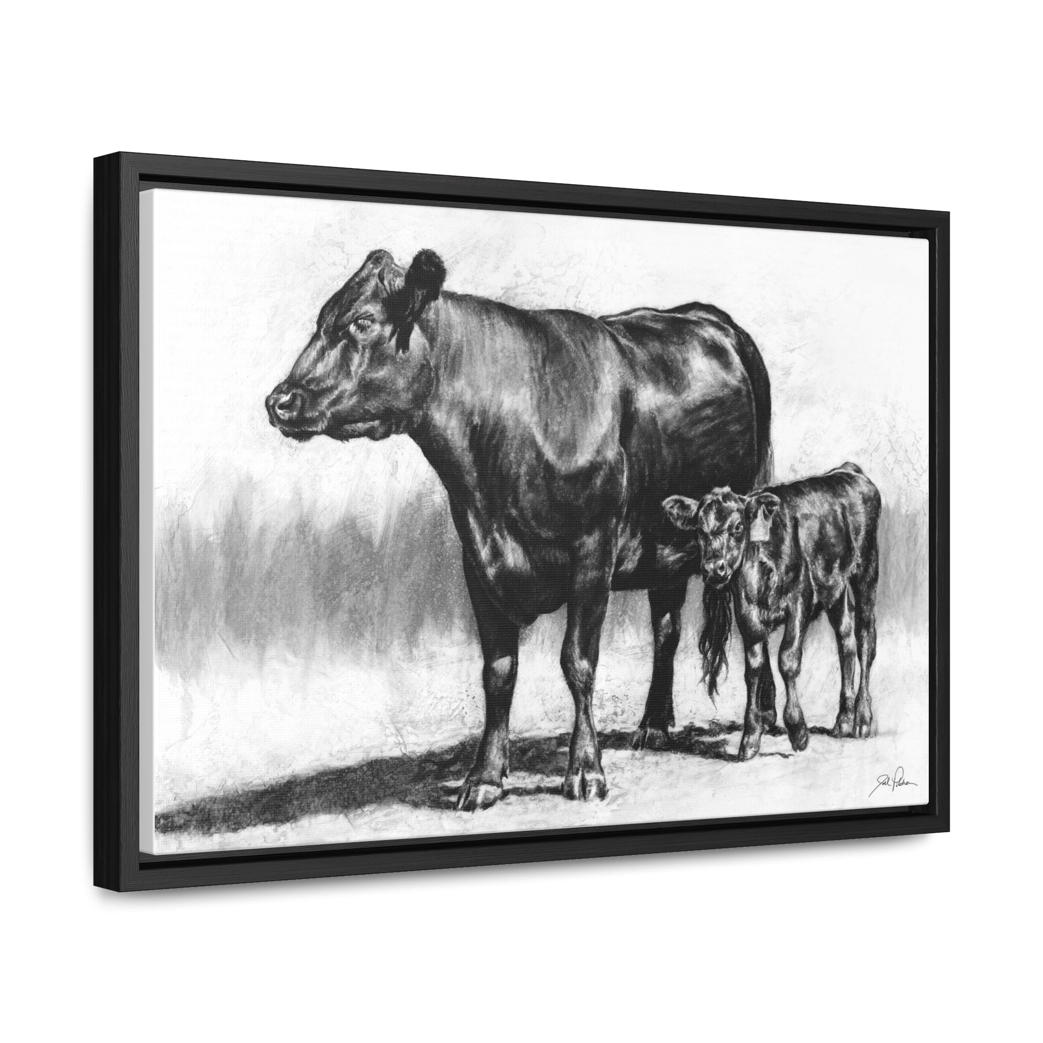 "Mama Cow & Calf" Gallery Wrapped/Framed Canvas