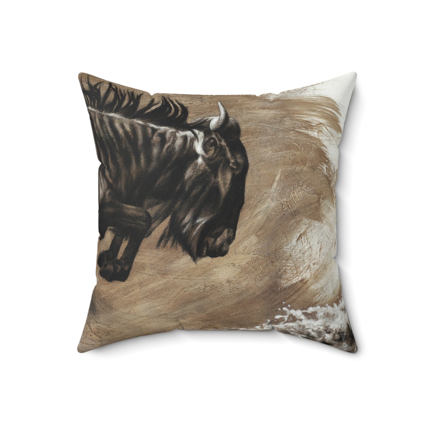 "Wildebeest" Square Pillow.
