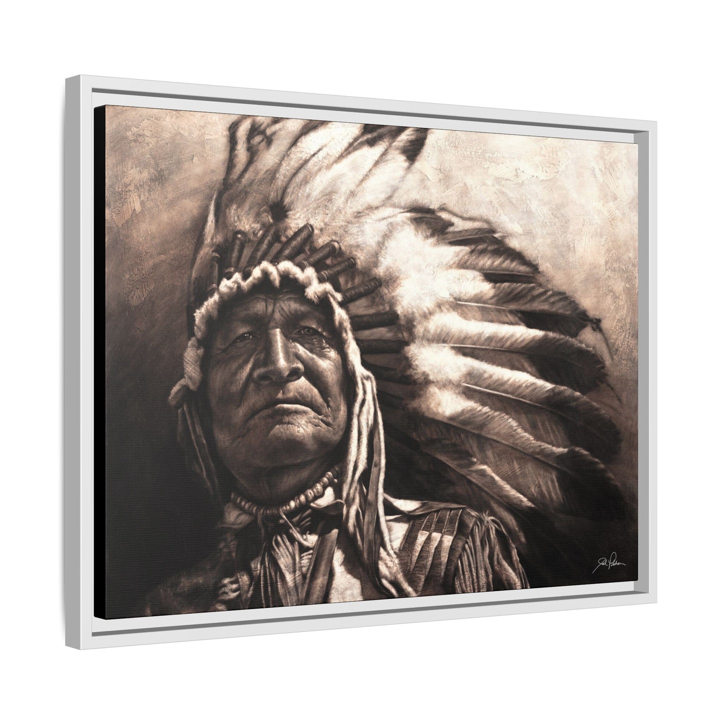 "Sitting Bear" Framed Canvas