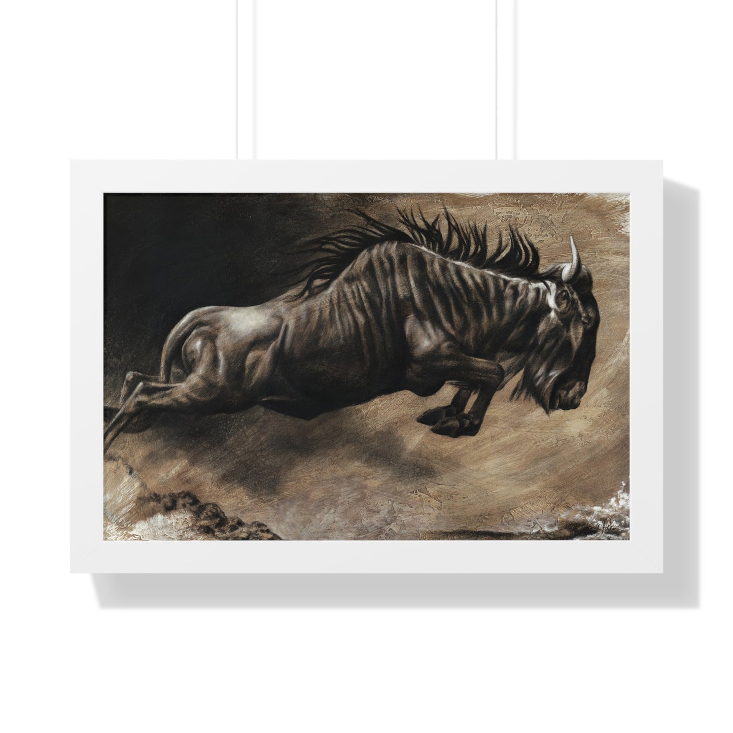 "Wildebeest" Framed Paper Print