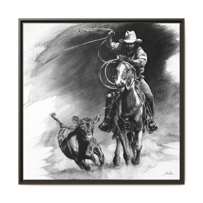"Calf Roping" Framed Canvas
