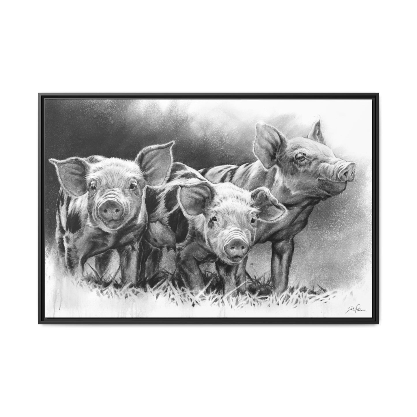 "Pig Tales" Framed Canvas