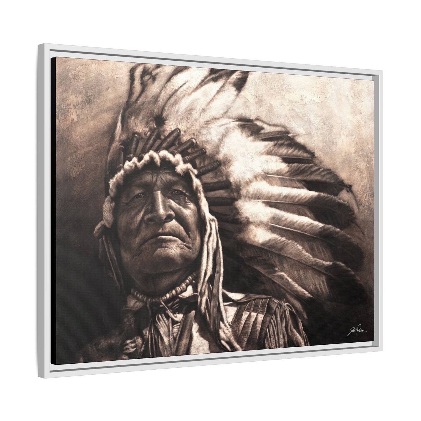 "Sitting Bear" Framed Canvas