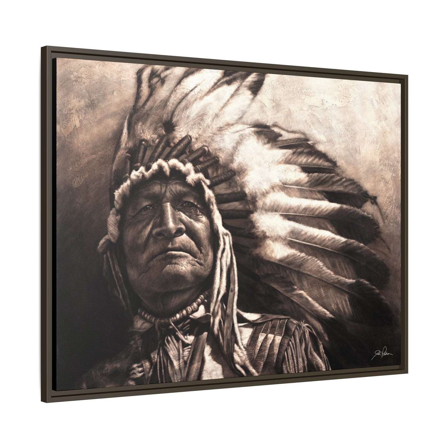 "Sitting Bear" Framed Canvas