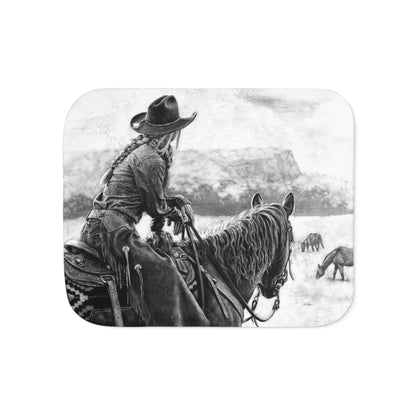 "Bridles and Braids" Sherpa Blanket.