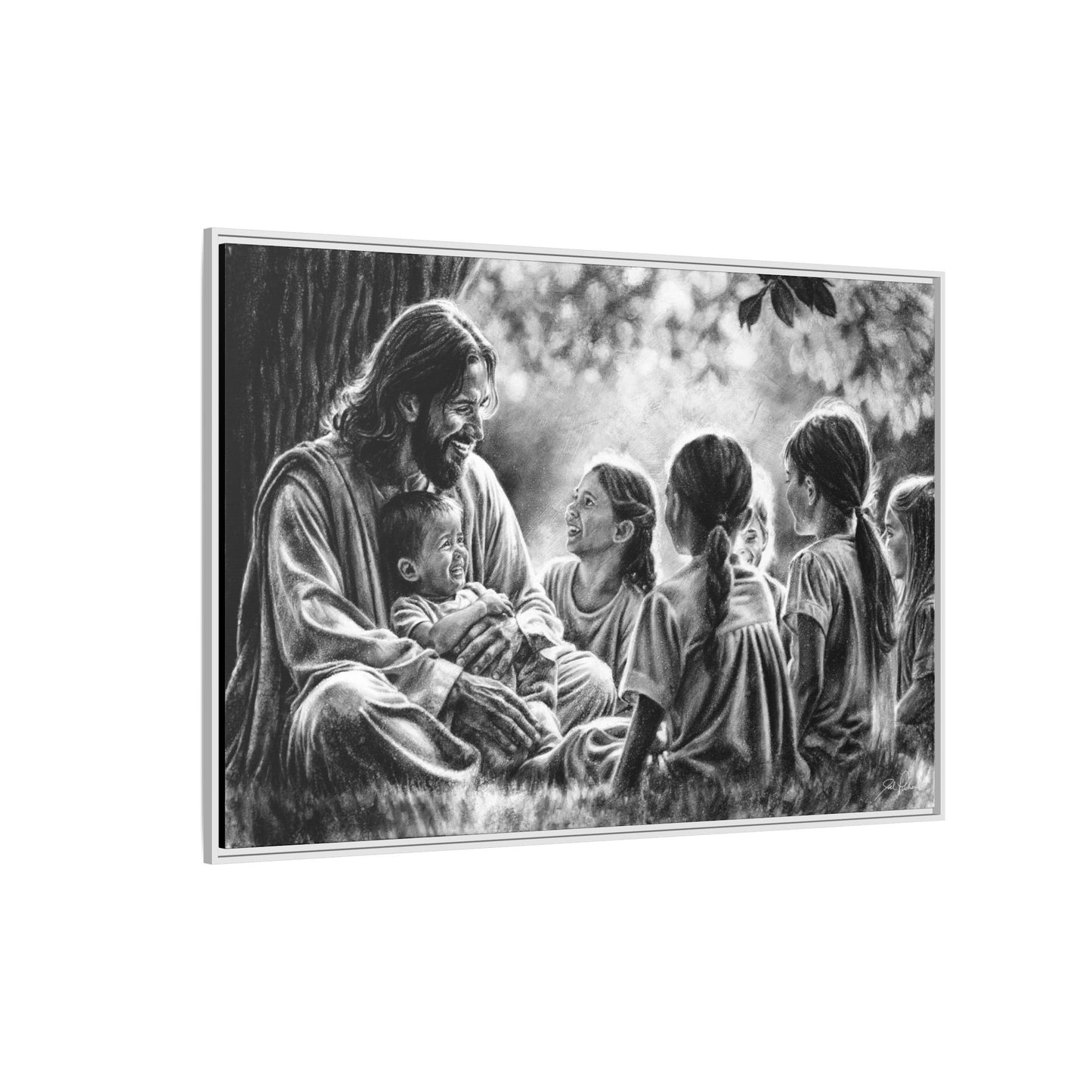 "Bless the Little Ones" Framed Canvas