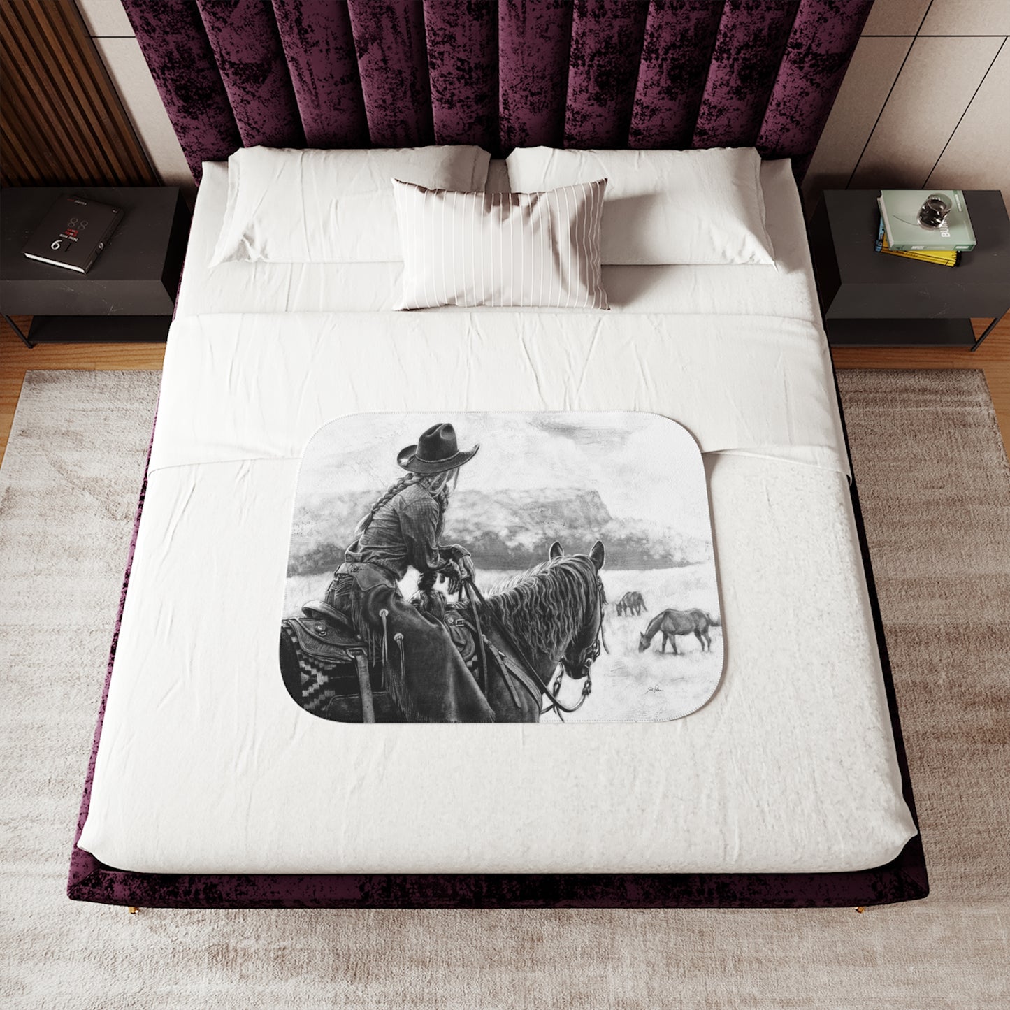 "Bridles and Braids" Sherpa Blanket.