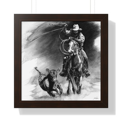 "Calf Roping" Framed Paper Print