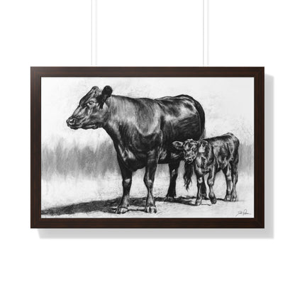 "Mama Cow & Calf" Framed Paper Print