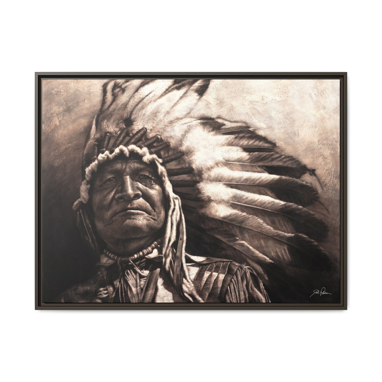 "Sitting Bear" Framed Canvas