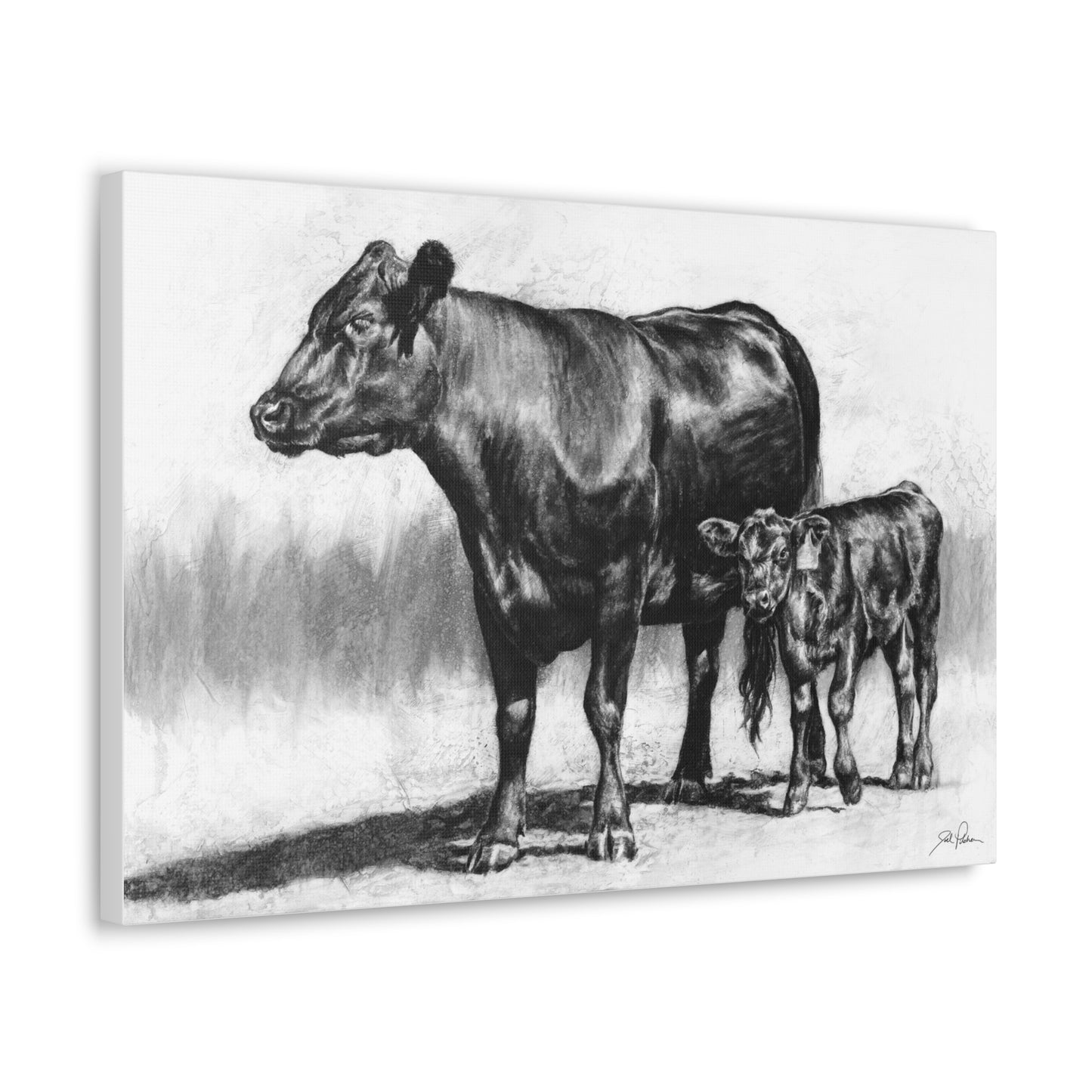 "Mama Cow & Calf" Gallery Wrapped Canvas