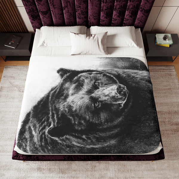 "Black Bear" Sherpa Blanket.
