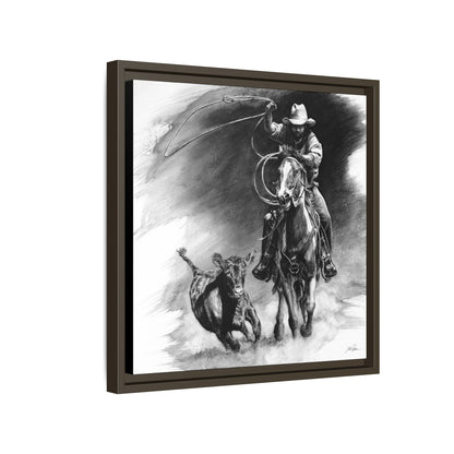 "Calf Roping" Framed Canvas