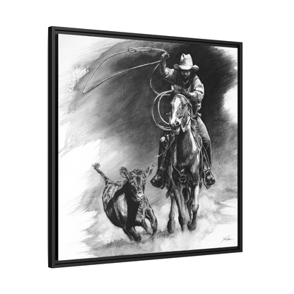 "Calf Roping" Framed Canvas