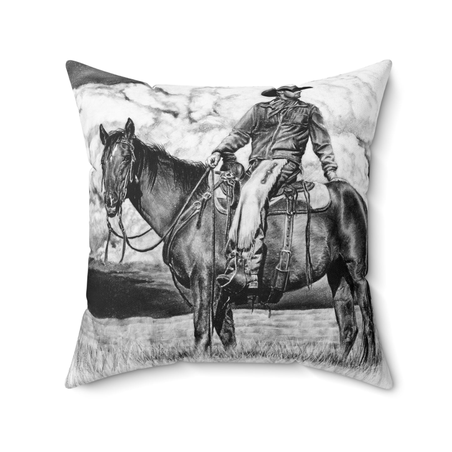 "Looking Back on the Path" Square Pillow.