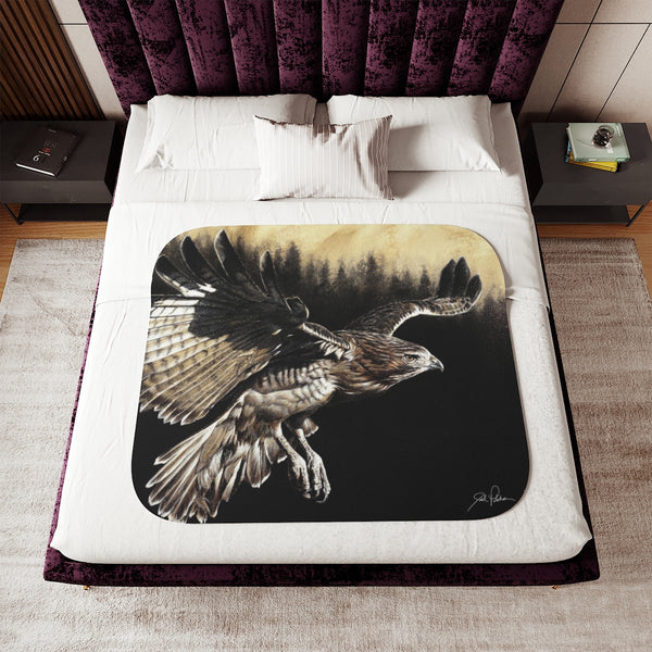 "Red Tailed Hawk" Sherpa Blanket
