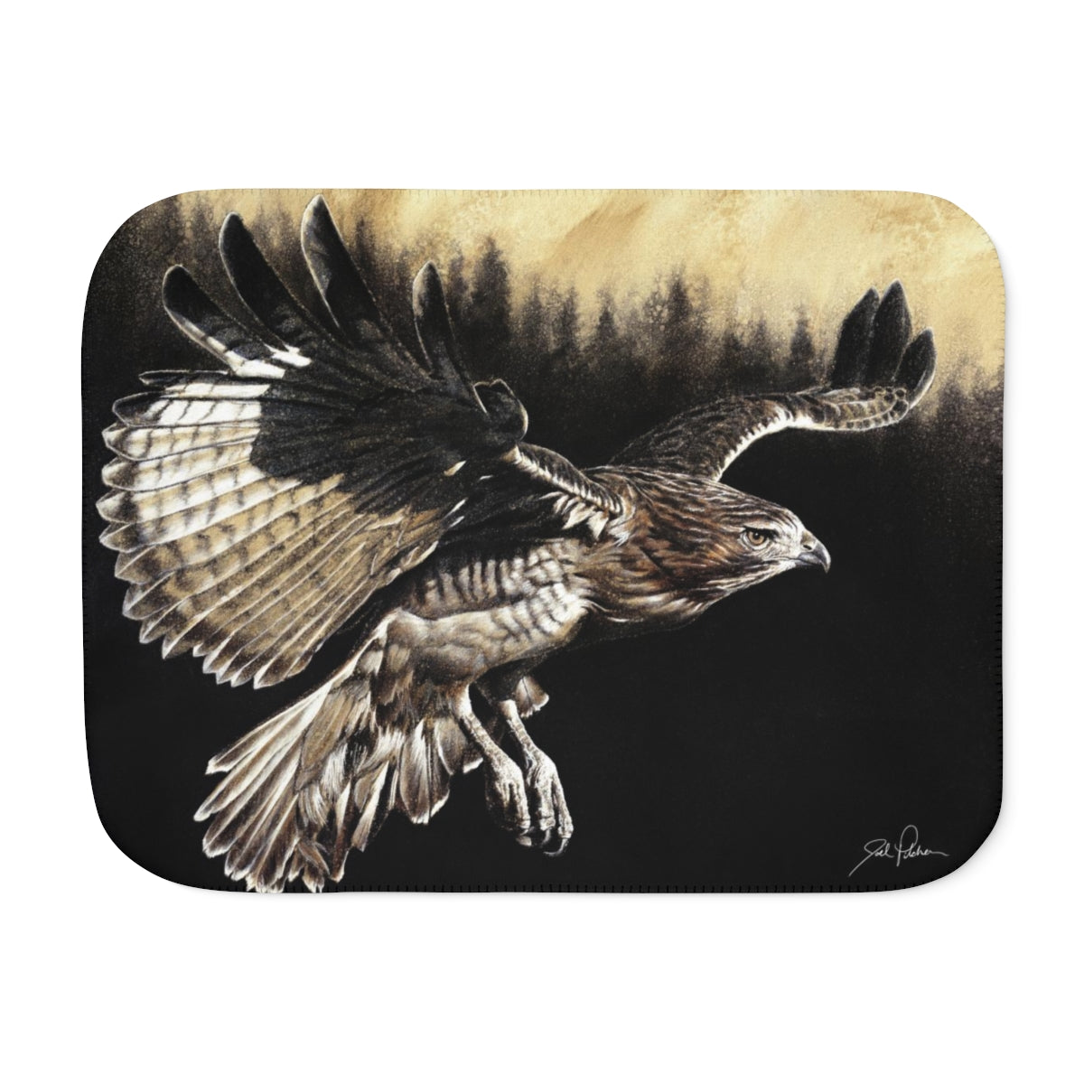 "Red Tailed Hawk" Sherpa Blanket