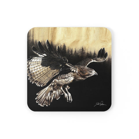 "Red Tailed Hawk" Cork Back Coaster